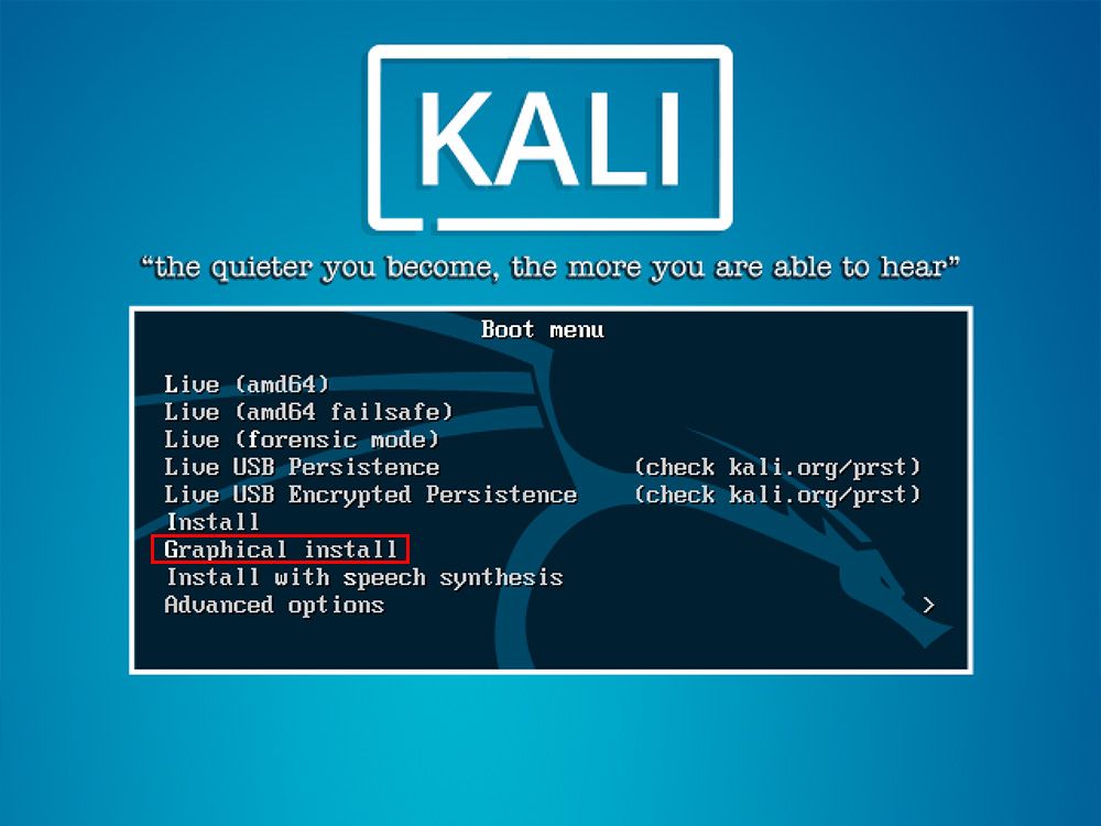 Kali Linux Graphical Install