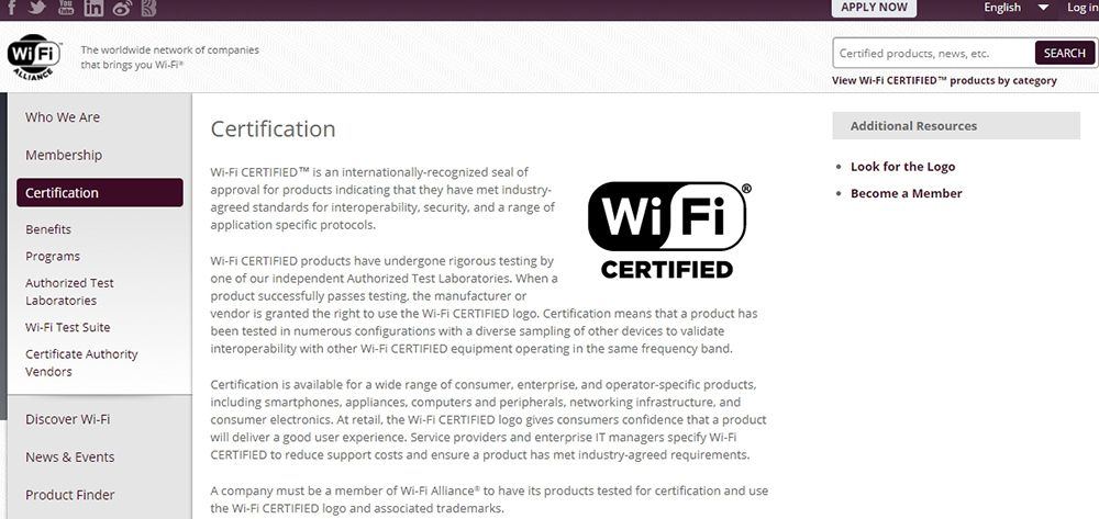 Сертифікація на сайті Wi-Fi Alliance