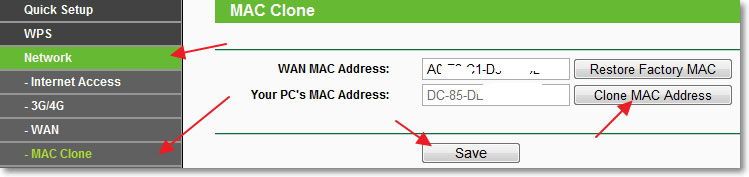 Клонування MAC-адреси на роутері