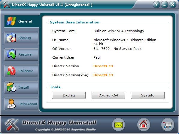Програма DirectX Happy Uninstall