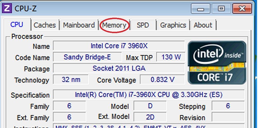Скріншот загальної вкладки CPU-Z