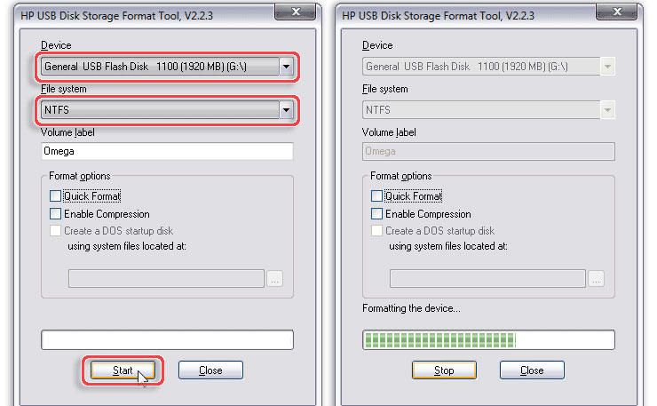 Додаток HP USB Disk Storage Format Tool