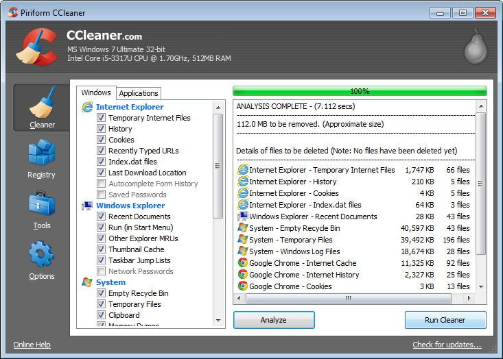 Очищення системи за допомогою CCleaner