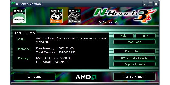 AMD N-Bench інтерфейс