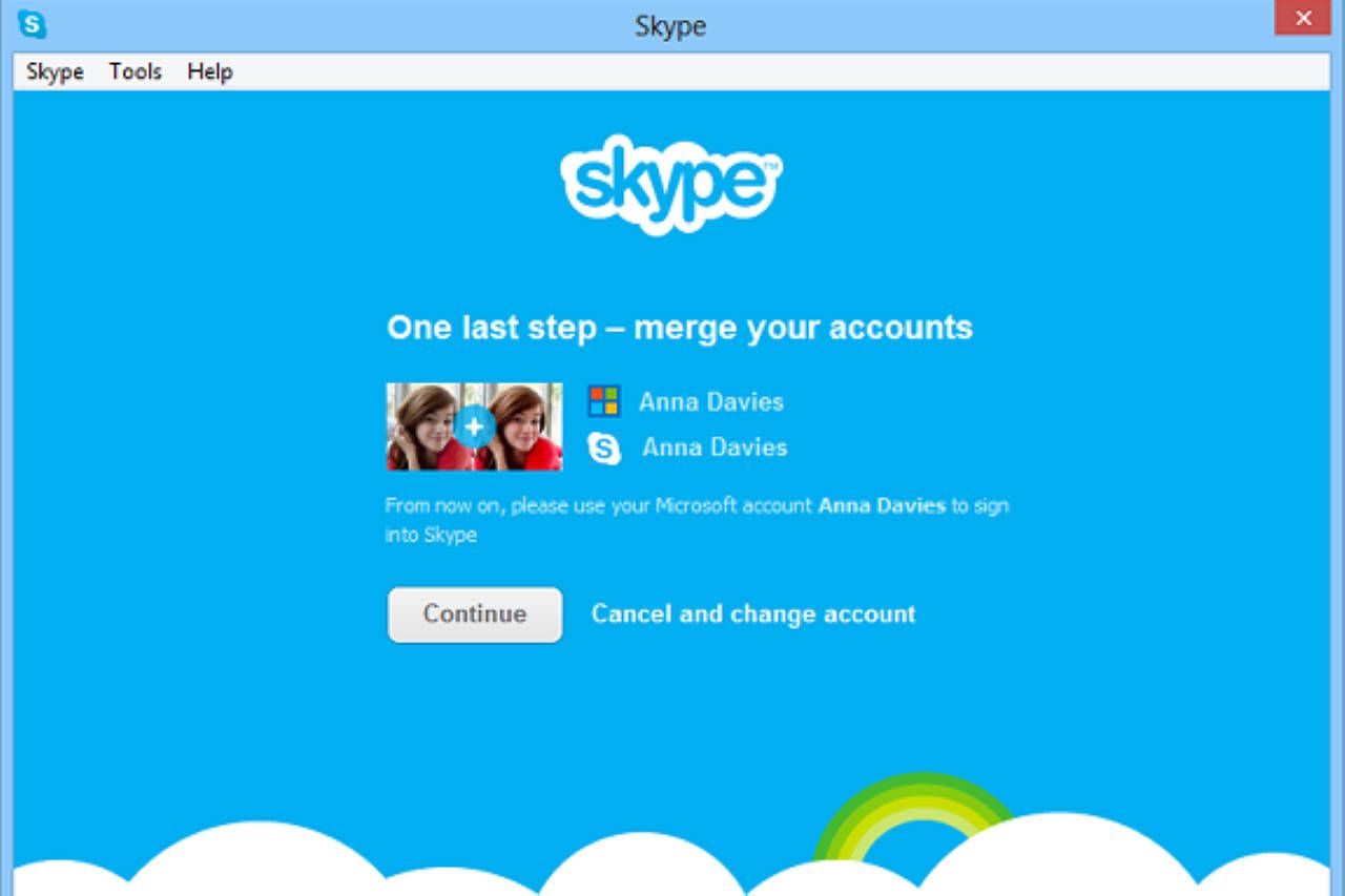 екран Skype