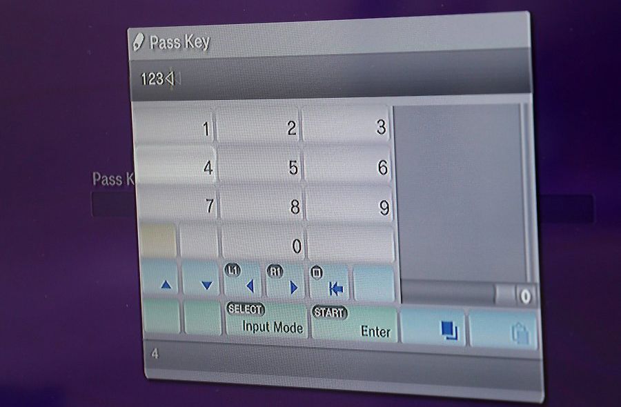 Введення пін-коду в PlayStation 3