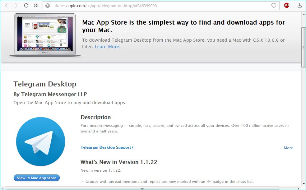 Установка Telegram з macOS AppStore