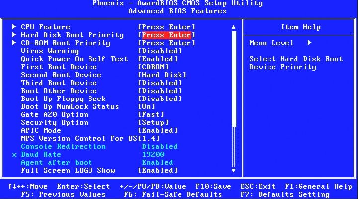 Установка порядку запуску дисків в BIOS