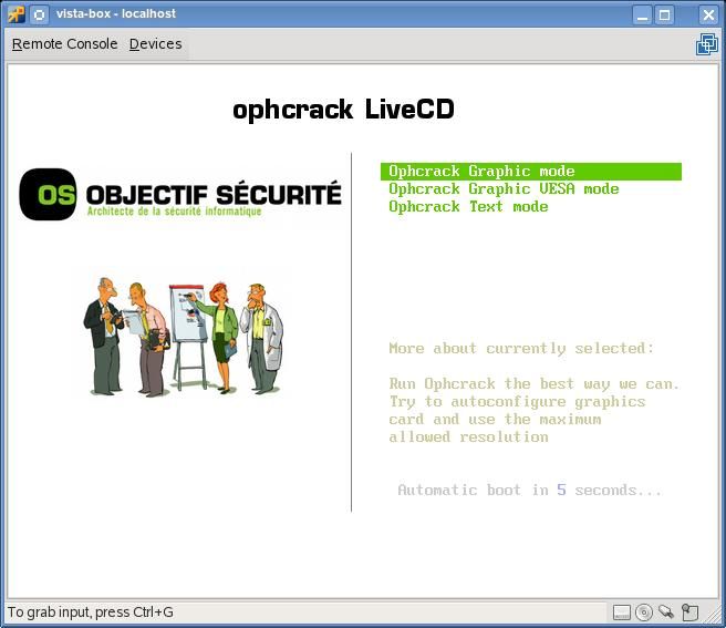 Утиліта Ophcrack Windows