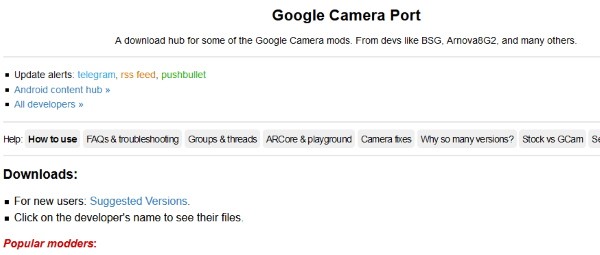 Сайт з модифікаціями Google камери