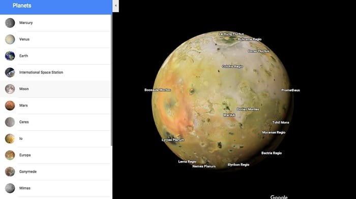 Огляд планет в Гугл Картах
