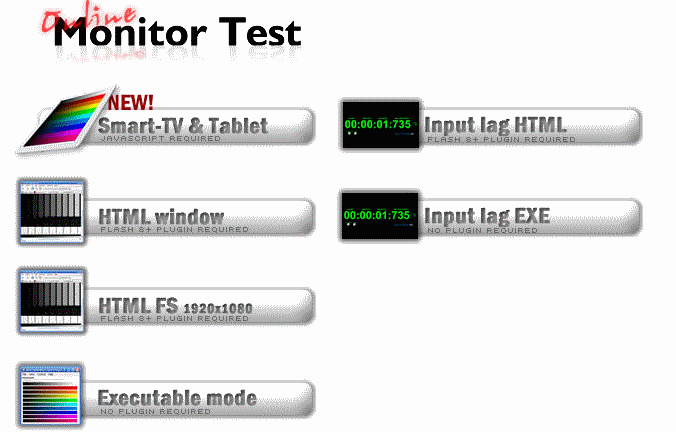 Режими перевірки екрану в Online Monitor Test