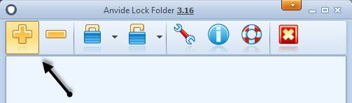 Меню програми Anvide Lock Folder