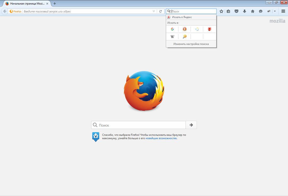 Налаштування пошукової системи Firefox