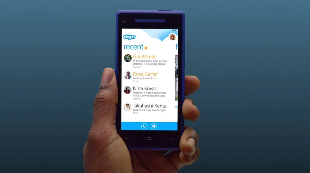 Skype на екрані Windows Phone